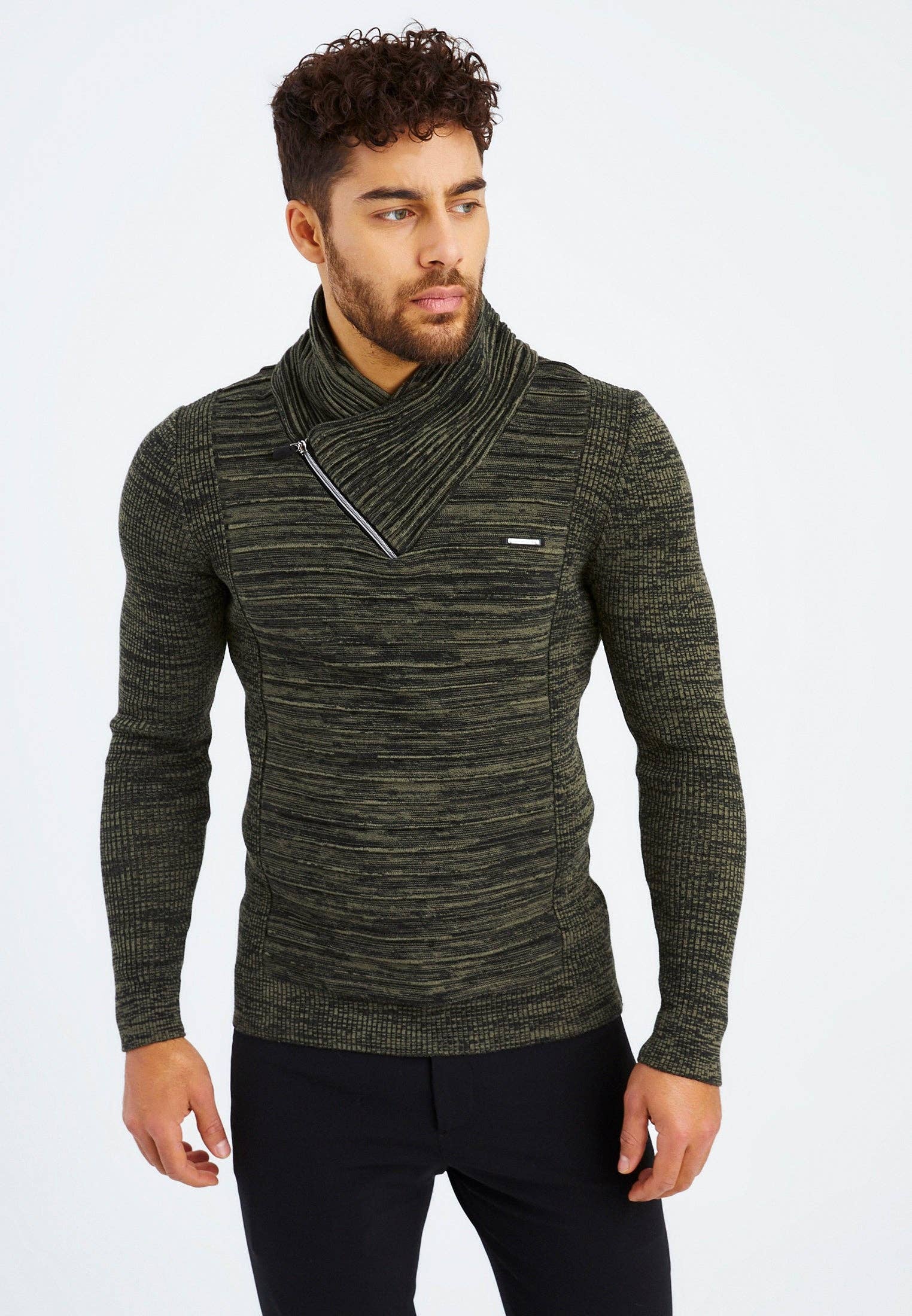 Leif Nelson GmbH - Wholesale Knit Sweater - Men's - Men's Knit Sweater Fine Knit Shawl Collar LN-153537