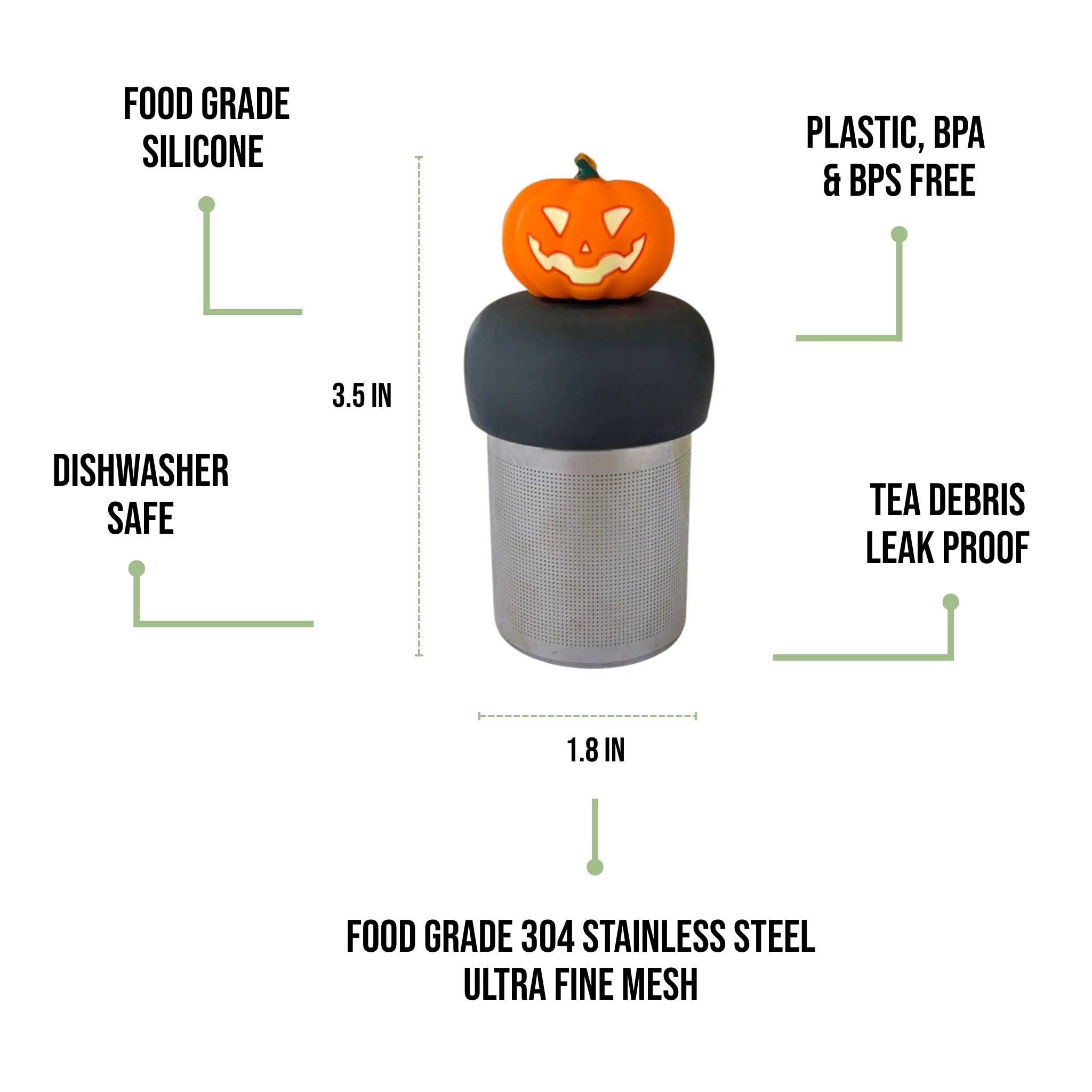 Float2infuse Tea Infuser - Wholesale Tea Strainer/Infuser - Jack-o-Lantern | Floating Tea Steeper | Grey Base | Orange6