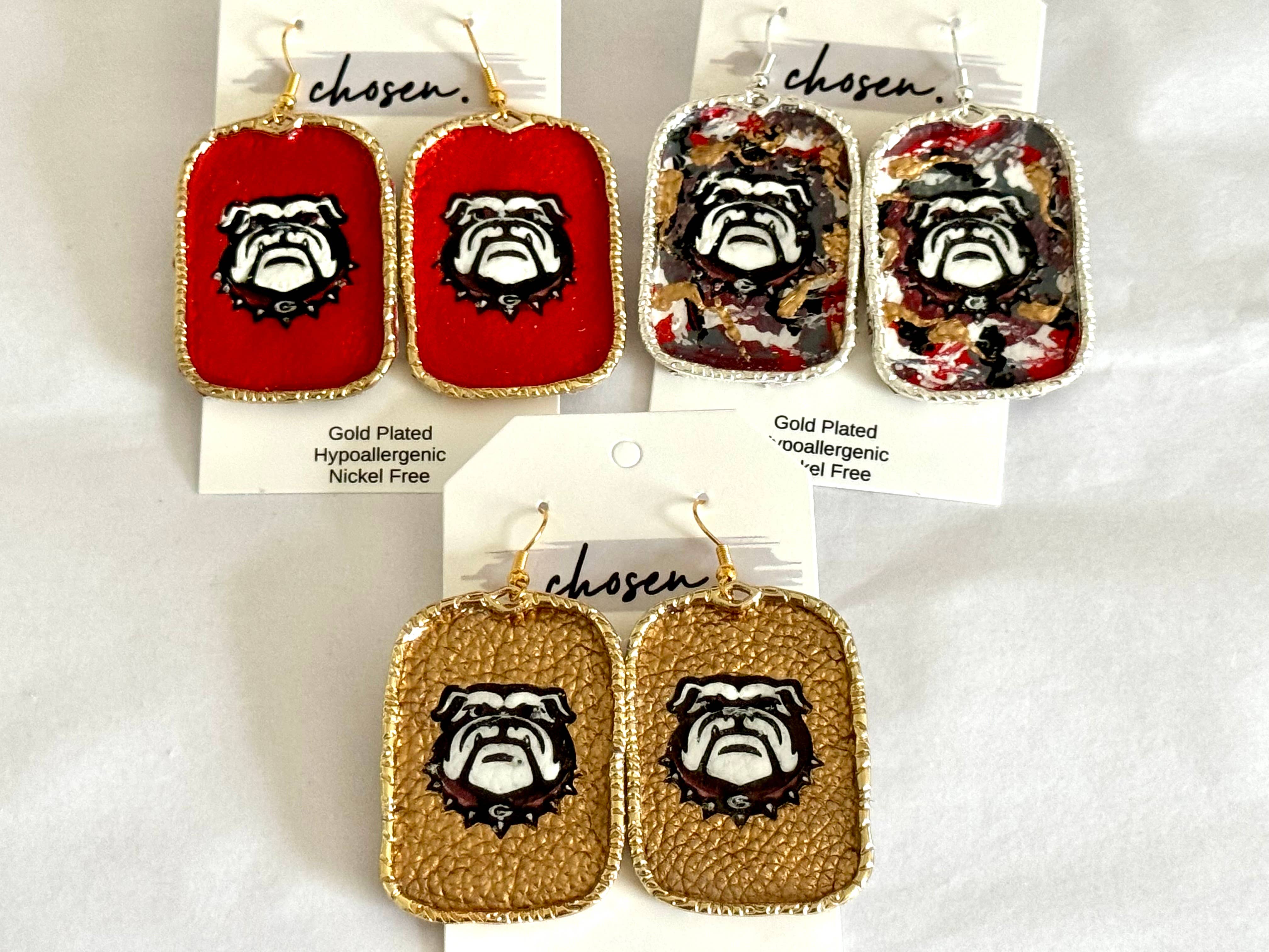 Chosen - Vendita all'ingrosso Orecchini pendenti - Orecchini in pelle dipinti a mano con bulldog2