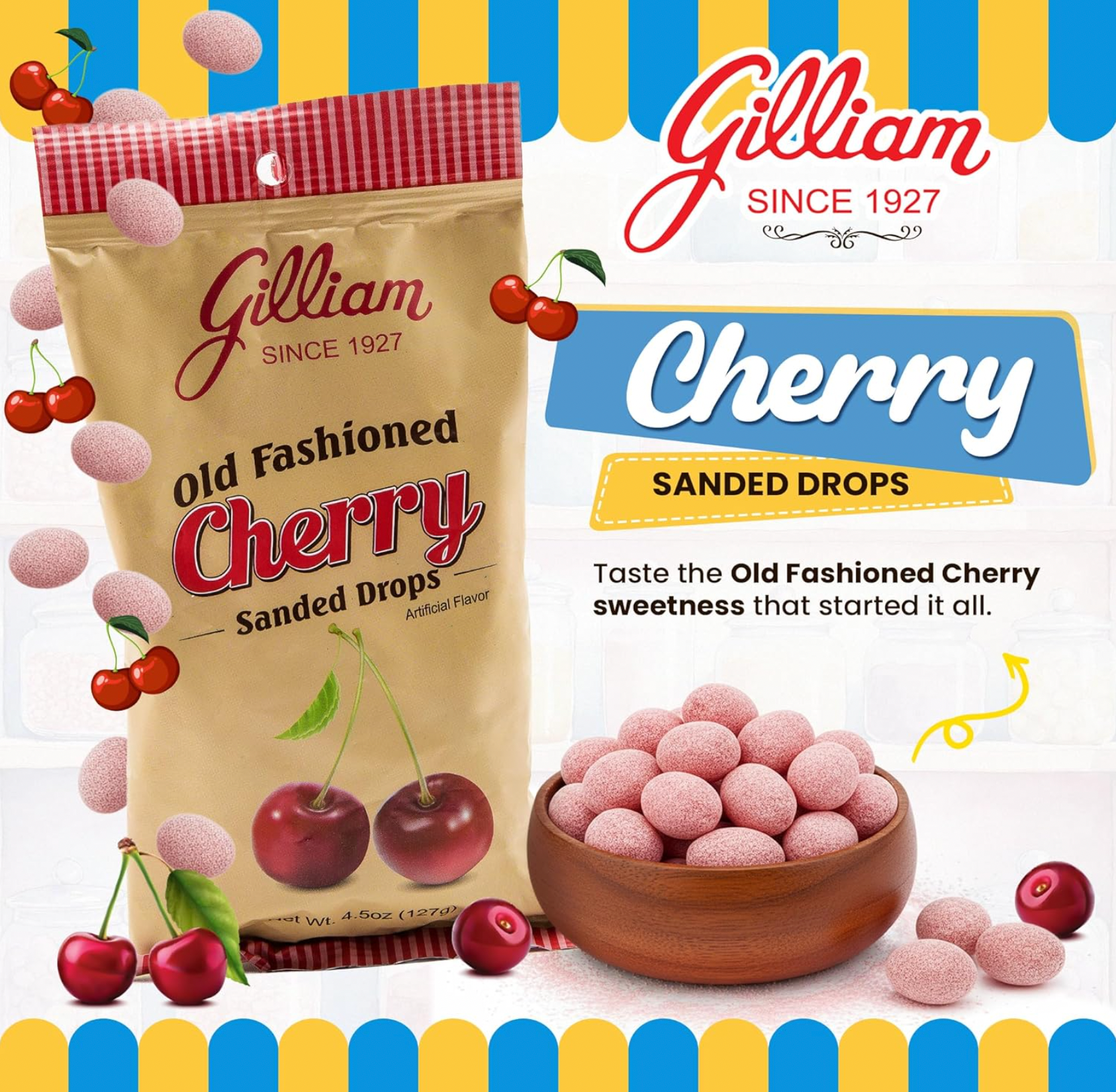 Quality Candy Company – Engroshandel Bolcher – Gilliam Kirsebærdrops 12 stk. x 4,5 oz1