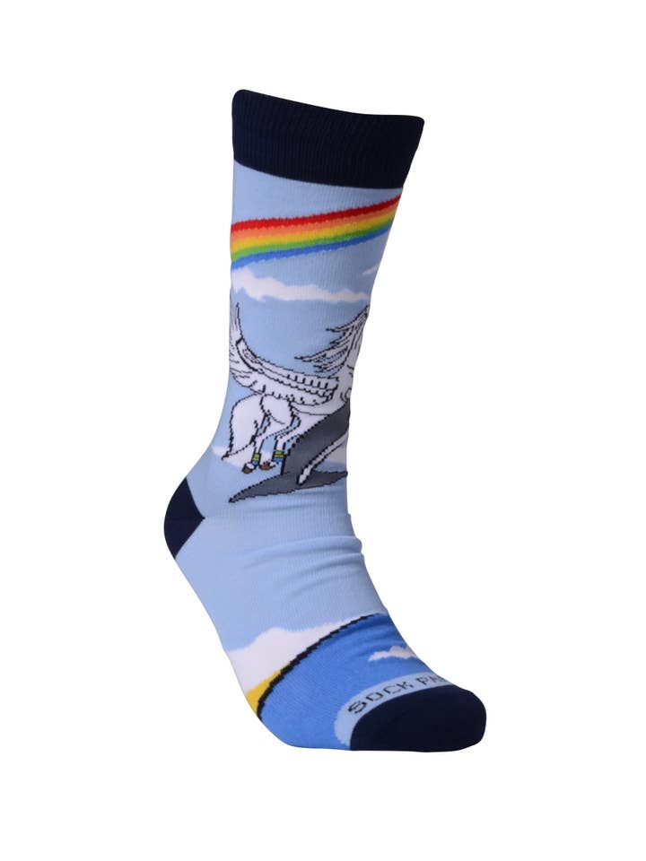 Sock Panda - Wholesale Socks - Unisex - Land of Dreams Socks - Fire Breathing Unicorn on a Dolphin!