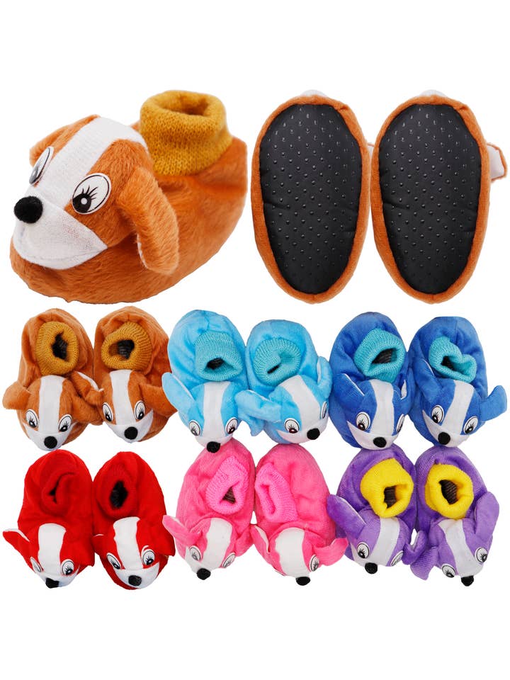 Toddlers Dog Fuzzy Sock Slipper Booties for wholesale by Cap Zone