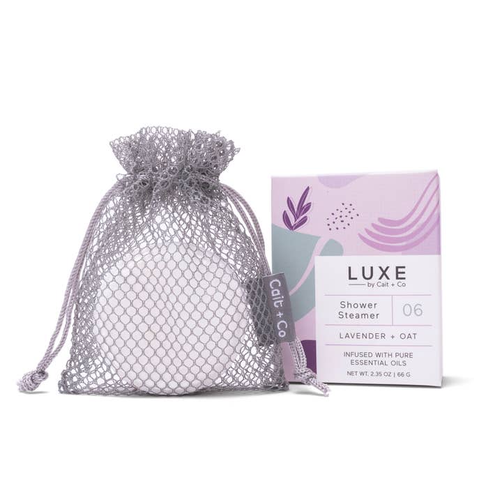 Cait + Co - Wholesale Shower Steamer/Bomb - Luxe Lavender + Oat Shower Steamer Fizzy Bomb