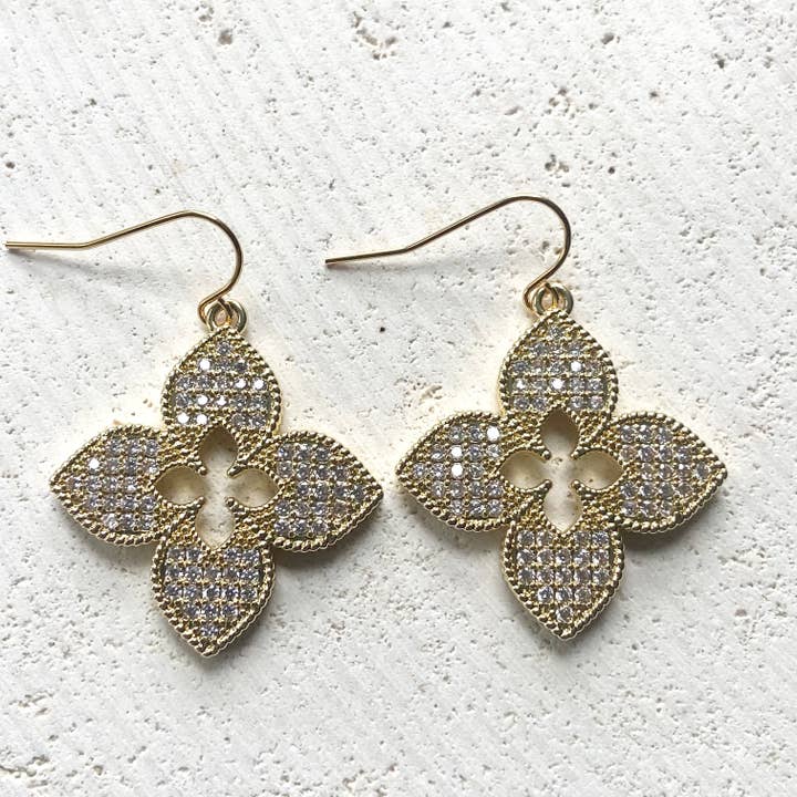 VB&CO Designs Handmade Jewelry - Wholesale Dangle Earrings - Quatrefoil clover designer style jewelry boutique trendyÂ