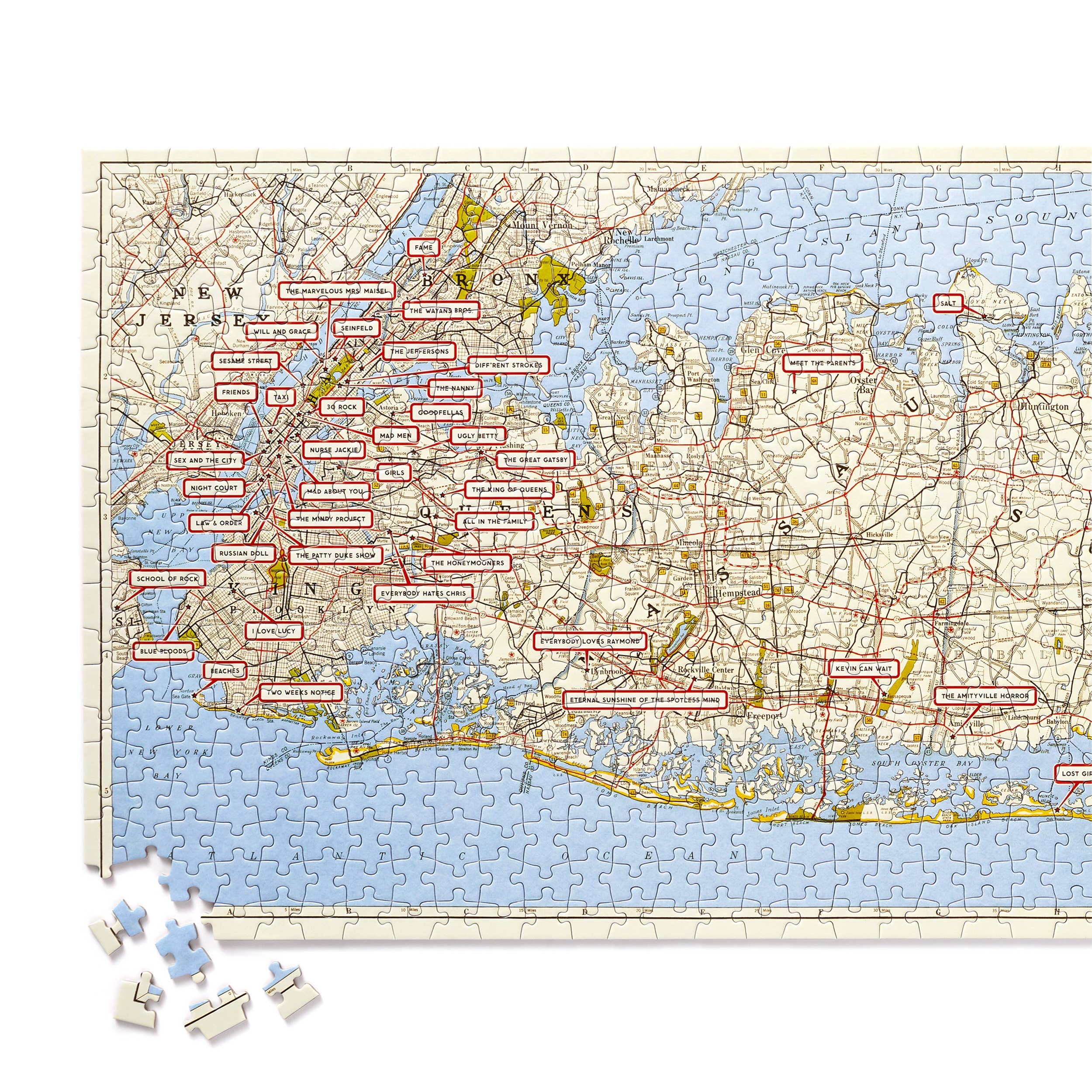 Chronicle Books - Wholesale Puzzle - Adult - Brass Monkey NYC Map 1,000 Piece Panoramic Puzzle2
