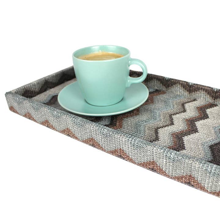 Signature Home Collection GmbH - Wholesale Decorative Tray - Rectangular synthetic leather zigzag gray cosmetic tray0