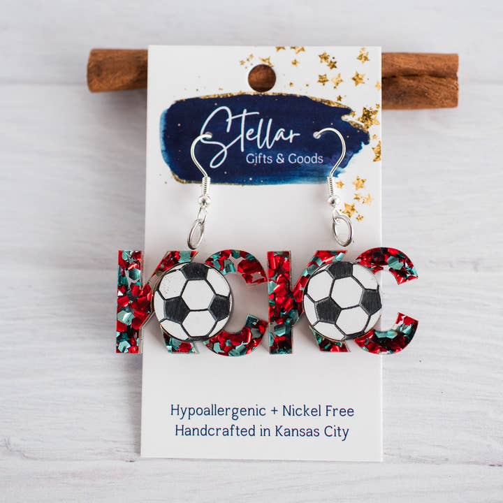KC Women's Soccer - KC Soccer Chunky Glitter Dangles for wholesale by Stellar Gifts & Goods Wholesale