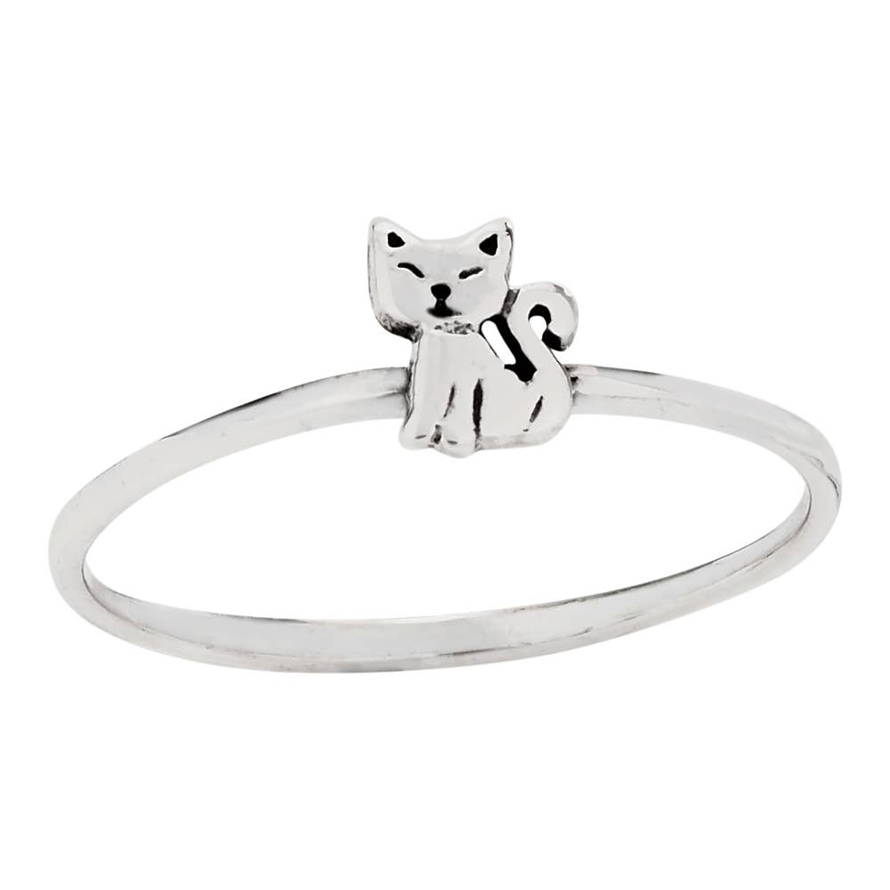 Tiger Mountain Jewelry - Venta al por mayor Anillo de banda/apilable - Anillo de plata de ley Tiny Kitten0