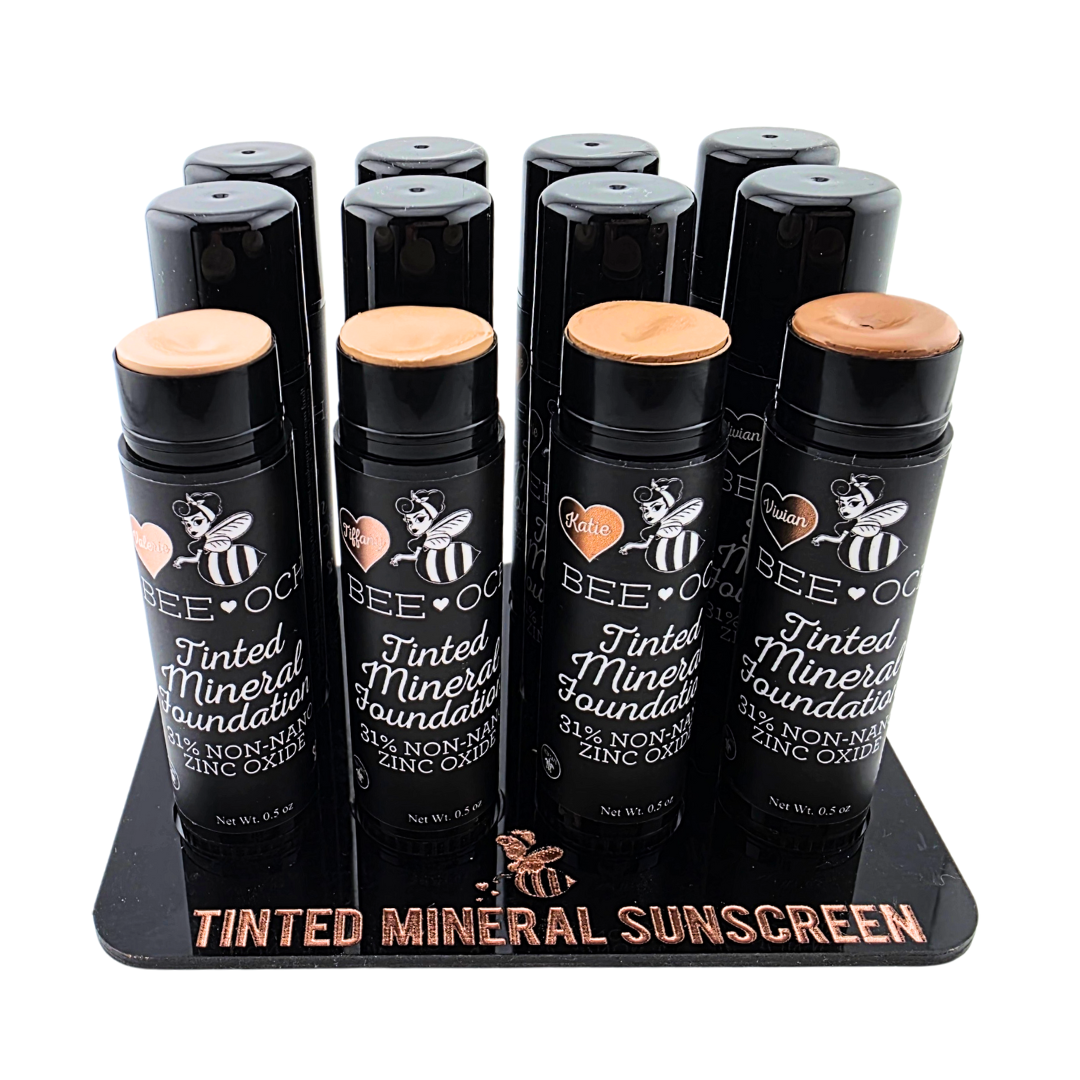 BEE-OCH Organics - Wholesale Sunscreen - Tinted Mineral Foundation - 31% Zinc Oxide - FREE DISPLAYS!5