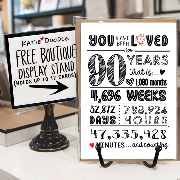 90th Birthday Cards / Anniversary / Gifts - Bulk for wholesale by Katie Doodle | Boutique Greeting Cards & Birthday Gifts
