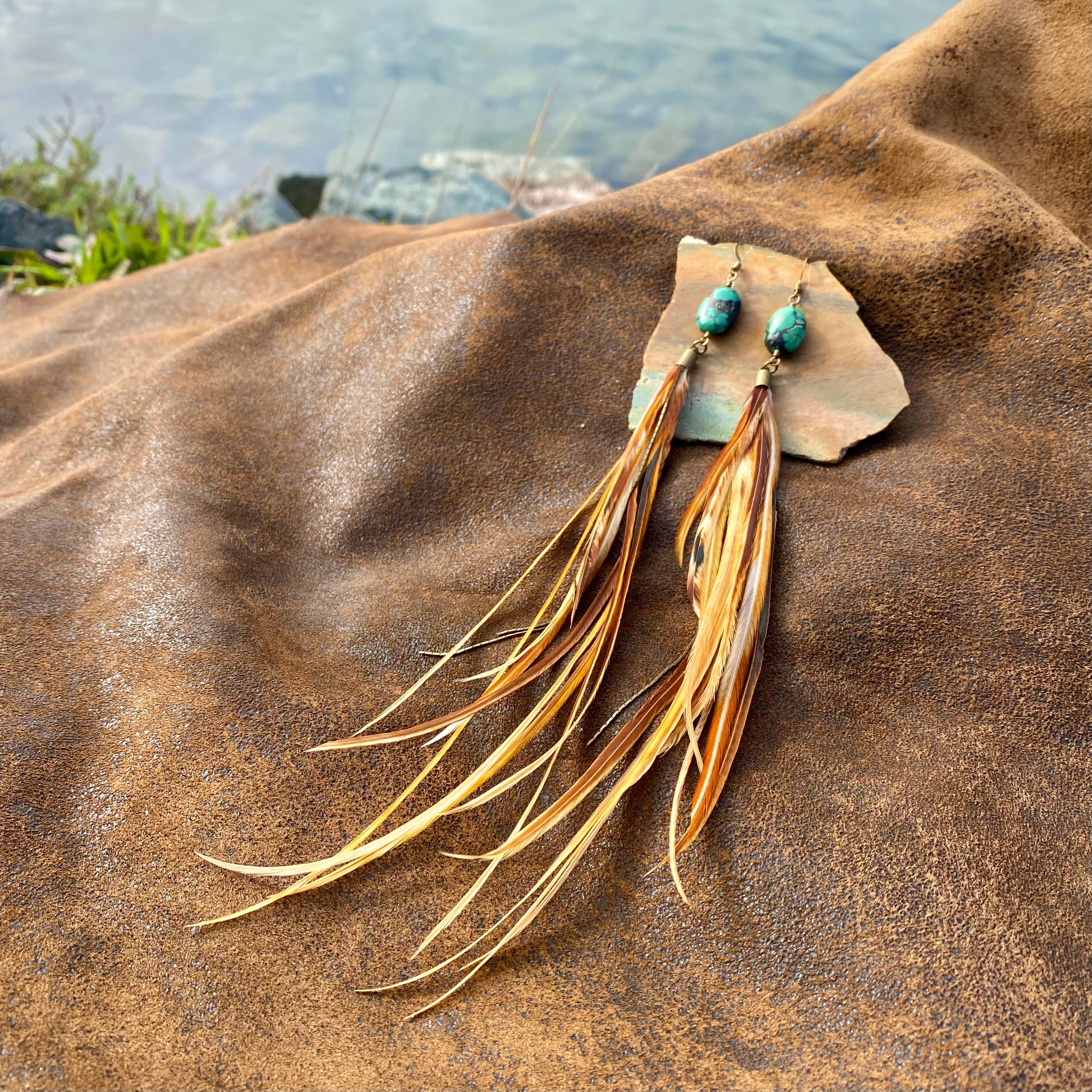 ASTALI – Großhandel Quasten-Ohrring – Türkis- und lange Federohrringe — Natural Mix, Western6