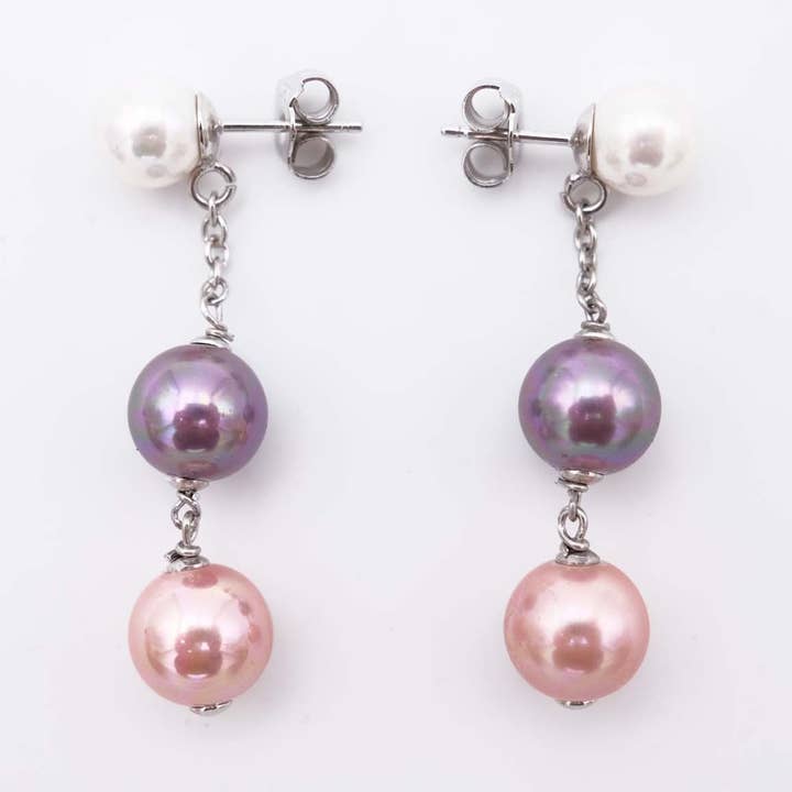 Majorcan Pearl Earrings - 8 x 40 mm for wholesale by France Perles