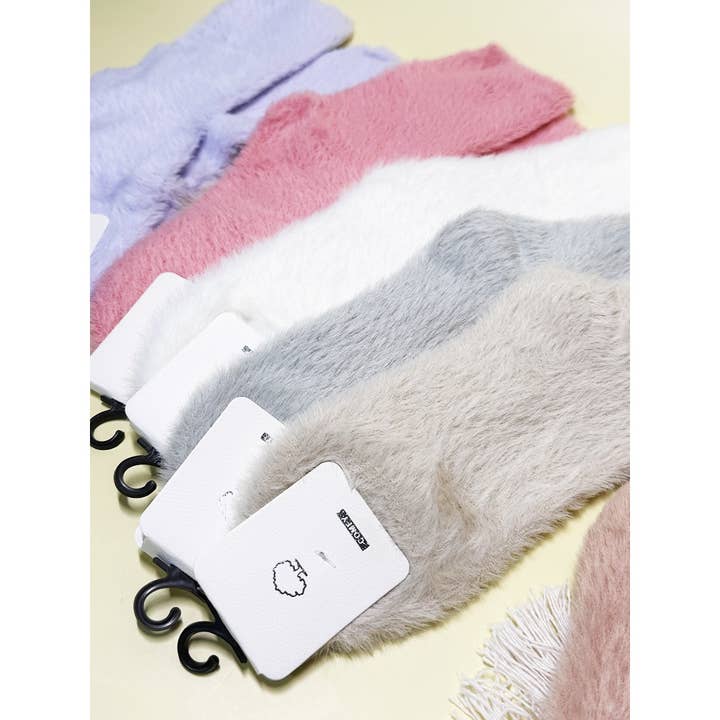 ASSORTED COLOR Cozy Solid Indoor Furry Socks for wholesale on Faire4