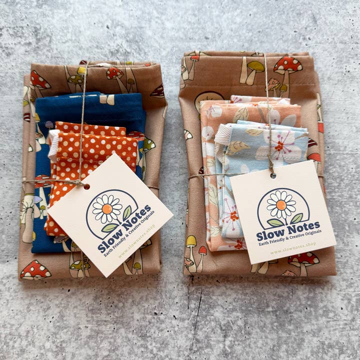 Slow Notes - Wholesale Gift Bag Set/Pack - Reusable Gift Bag Trio – 3-Piece Organic Cotton Set9