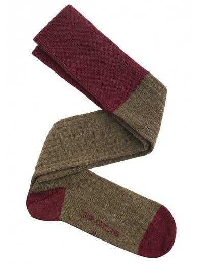 Calzas de lana en colores tostado y vino de Four Cottons para venta al por mayor de Four Cottons