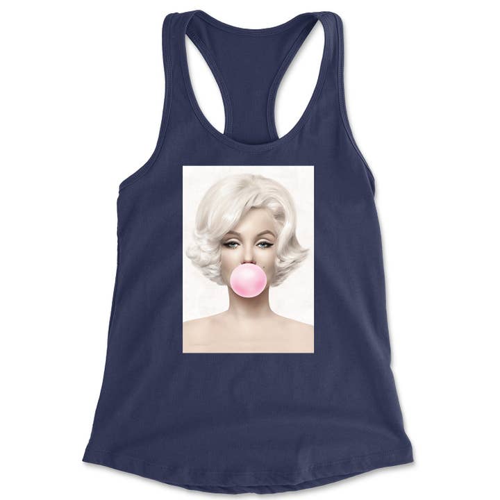 Expression Tees - Wholesale Tank Top - Women's - Marilyn Monroe Pink Bubble Gum Racerback Tank Top for Women