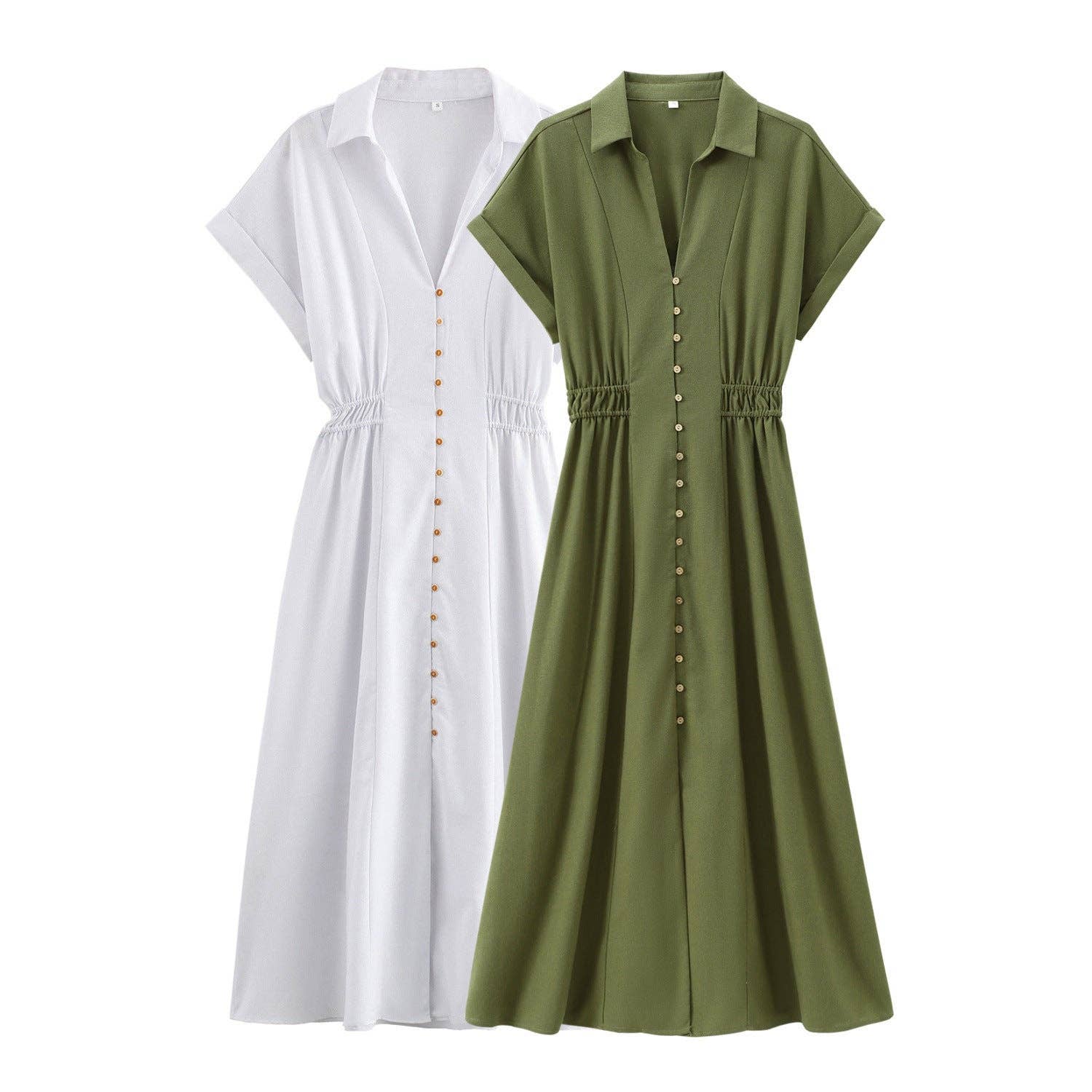 Marayn – wholesale Dress – Women's – Spring Linen Blend Midi Shirt Dress Chic Global Style3