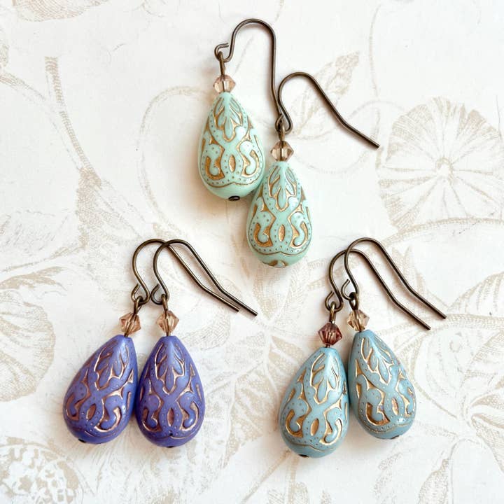 Lorena - Teardrop Earrings - Paisley Earrings for wholesale by The green antique trunk