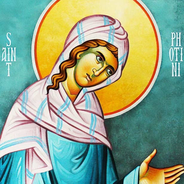 Saint Photine icon, Handmade Greek Orthodox icon St Photini the Samaritan, Byzantine art wall hanging on wood plaque icon, religious decor for wholesale by TheHolyArt