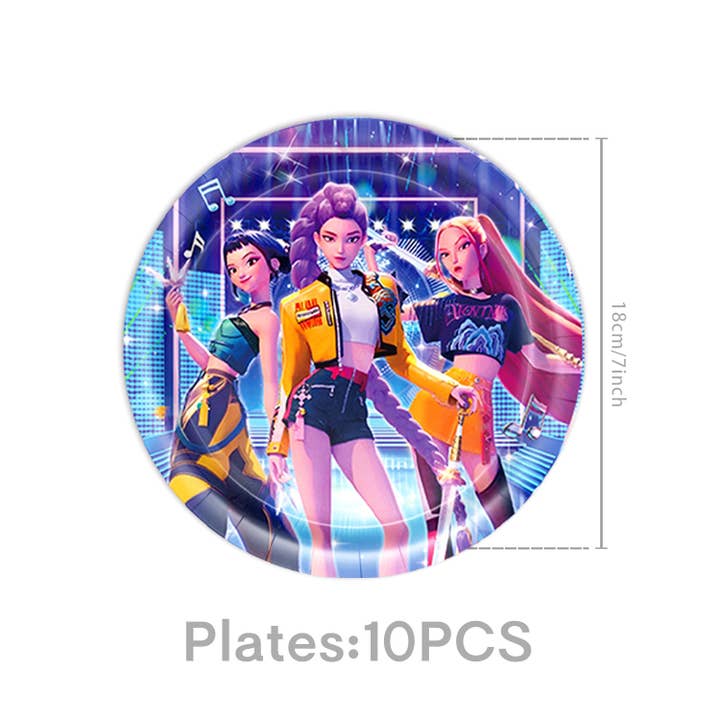 Auraquise - Wholesale Disposable Tableware Pack - Demon Hunters & Saga Boy Band Birthday Party Supplies Themed Tableware and Decorations