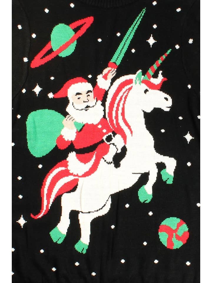 Tipsy Elves - Wholesale Knit Sweater - Men's - Cosmic Santa Unicorn Men's Ugly Christmas Sweater