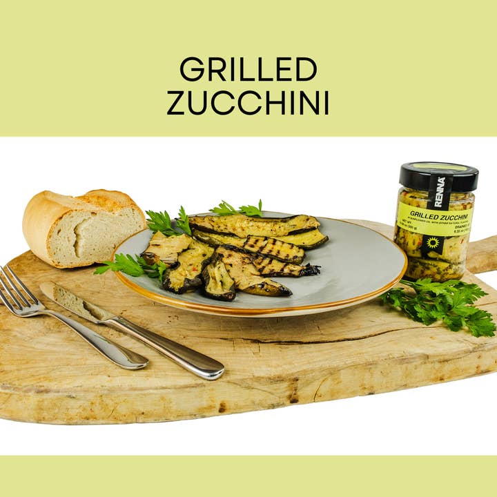 Wholesale Italian Food - Wholesale Pickled Vegetables - Renna, Grilled Zucchini In preserved in oil (10.58 oz)