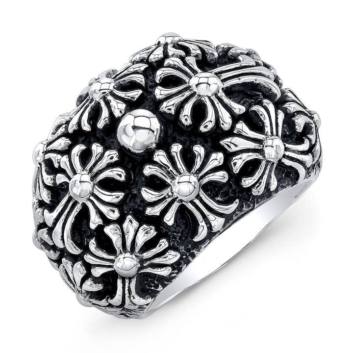 Multi Cross Sterling Silver Dome Ring for wholesale by agrock-usa.com