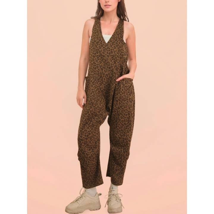 23017 Macacão Largueirão Casual com Estampa de Leopardo por atacado de Coloring You