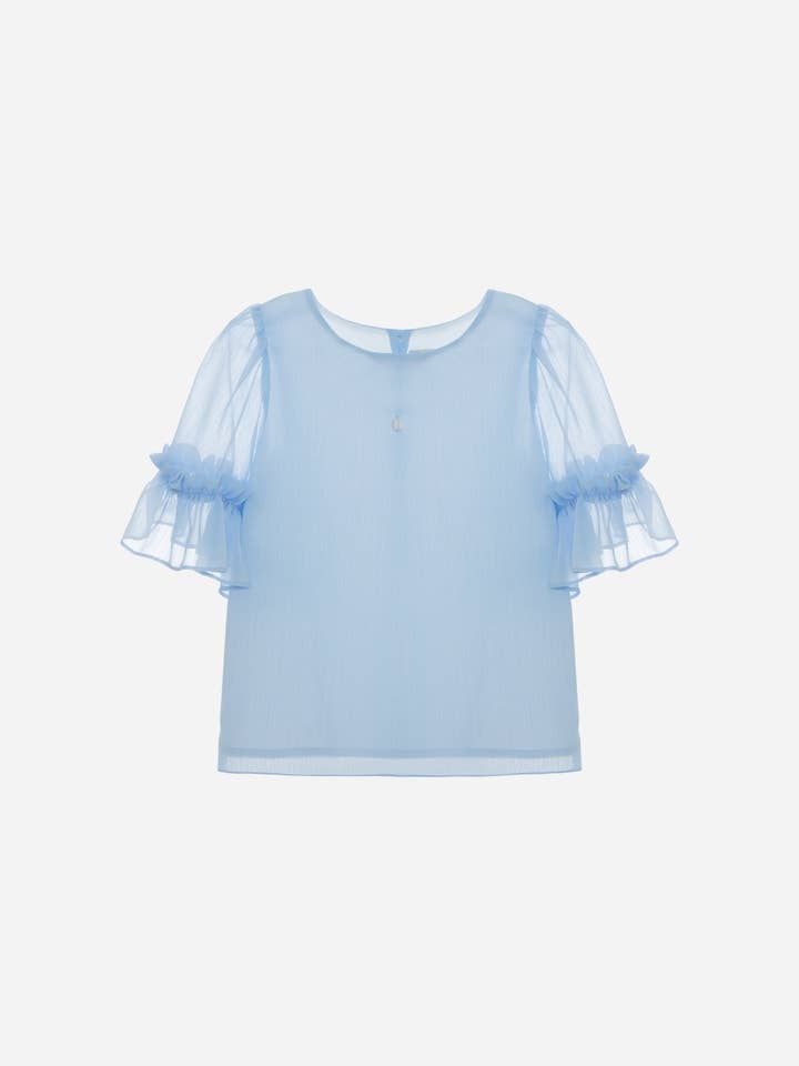 Blauwe chiffon blouse voor wholesale door Patachou
