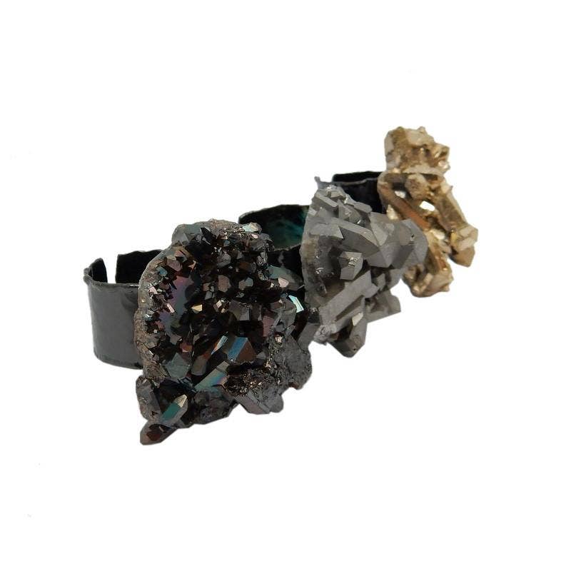 Rock Paradise - Vente Bague de cocktail/de cérémonie - Bague Crystal Point Cluster avec bracelet galvanisé3