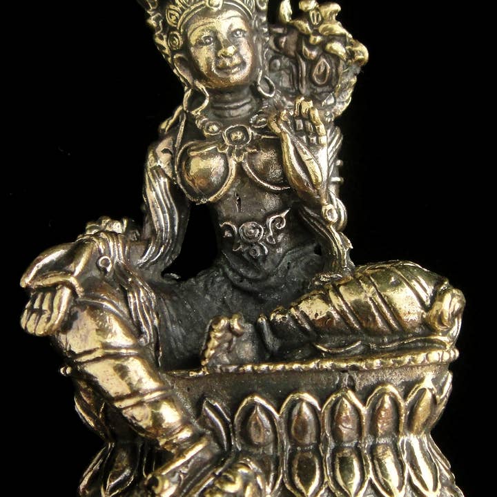 Tika - Wholesale Sculpture - Brass Deity Statuette - Large - Green Tara