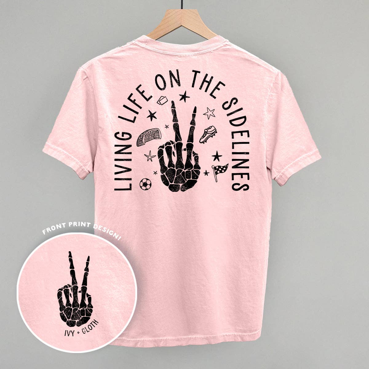 Ivy + Cloth - Wholesale Screen Printed T-Shirt - Women's - Living Life On The Sidelines Soccer (Back Print)1