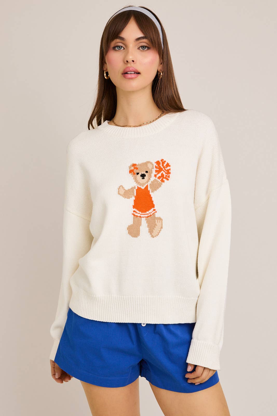 LE LIS - Wholesale Graphic Sweatshirt - Women's - LONG SLEEVE CREW NECK TEDDY BEAR GRAPHIC SWEATER