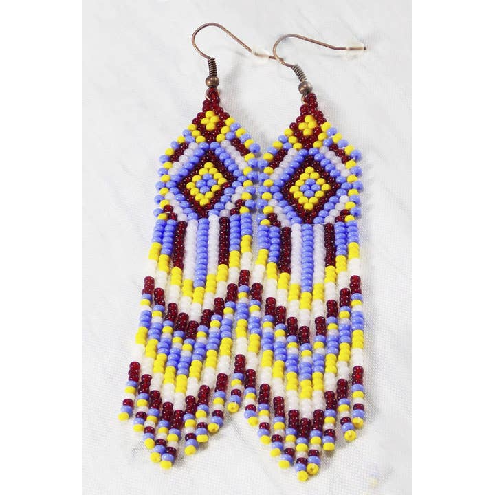 Ninolia – Großhandel Quasten-Ohrring – Perlen-Quasten-Ohrringe im einheimischen Stil, handgefertigt, westliche Farben inspiriert, ethnische Tribal-Ohrringe mit langen Fransen, baumeln im Südwesten Boho6