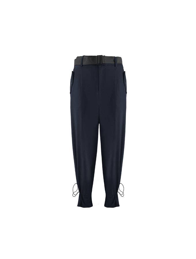 Navy Drawstring Carrot Fit Casual Trousers for wholesale on Faire0