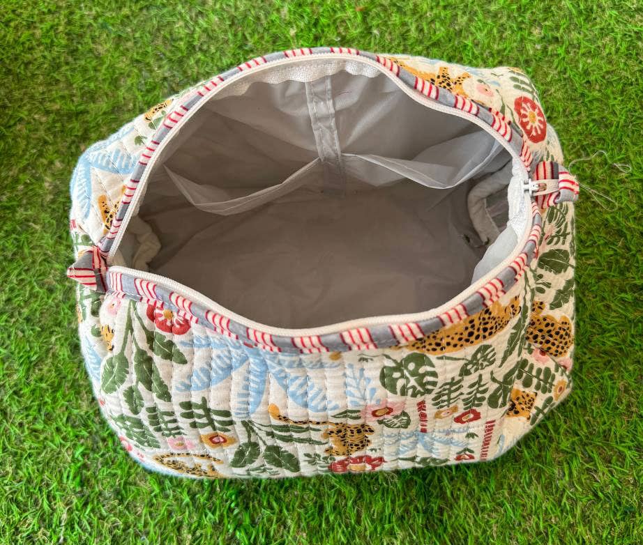 GYPSY STUDIO - Venta al por mayor Bolsa para maquillaje - Juego de estuches con cremallera de algodón acolchado con estampado en bloque2