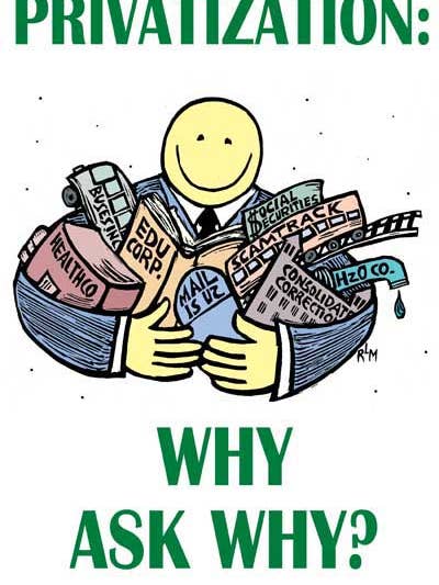 Privatisation (Affiche) pour la vente par Ricardo Levins Morales Art Studio