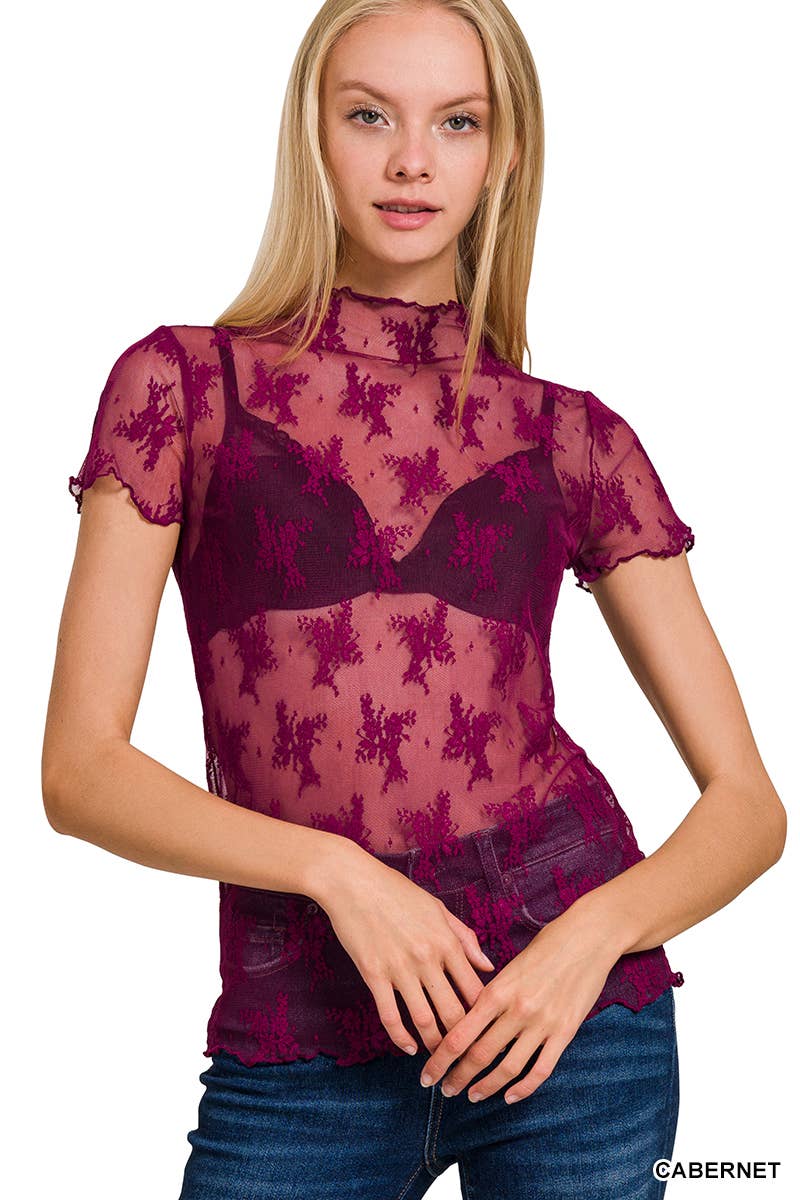 42POPS - Vente Chemisier – femme - Haut en dentelle transparente à superposer7