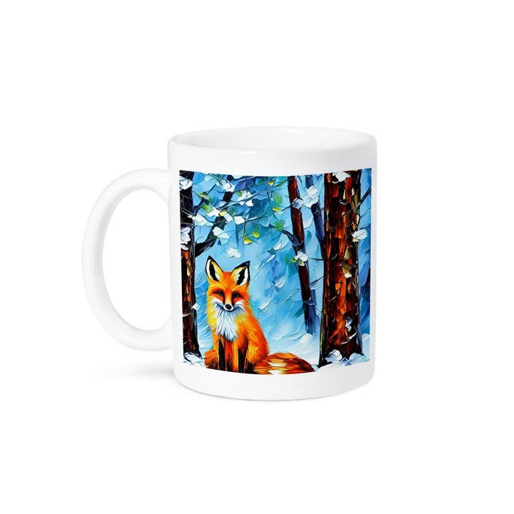 3dRose - Wholesale Coffee Mug - 3dRose, Red fox sits on the snow in the winter forest. Cool digital art gift, Mug8