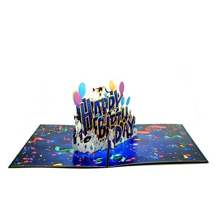 Wonder Paper Art – Engroshandel Fødselsdagskort – Tillykke med fødselsdagen katte pop op-kort3