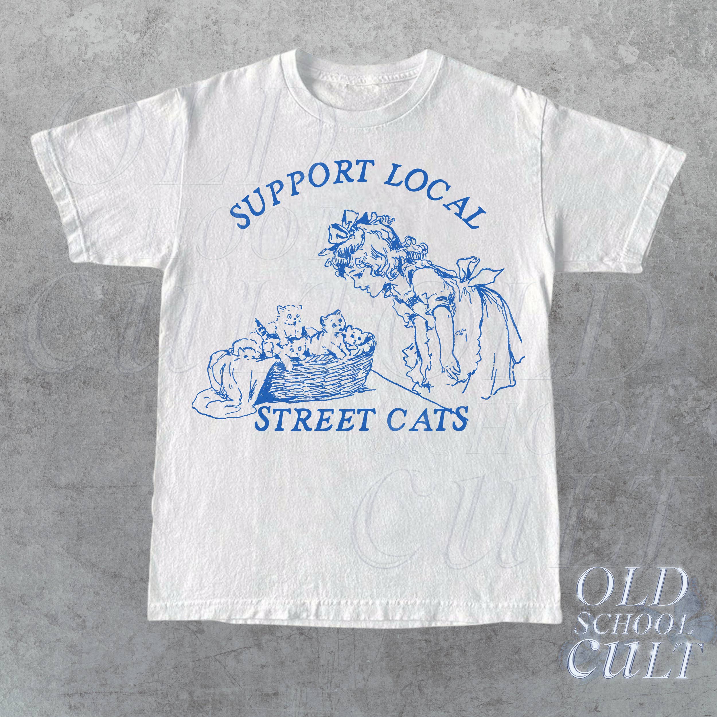 NVC Ecommerce LLC – wholesale Grafisk T-shirt - Unisex –  Vintage Support Local Street Cats skjorta, Kattägarskjorta0