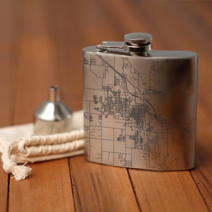 JACE.design - Wholesale Flask - Bozeman MT Map Hip Flask0