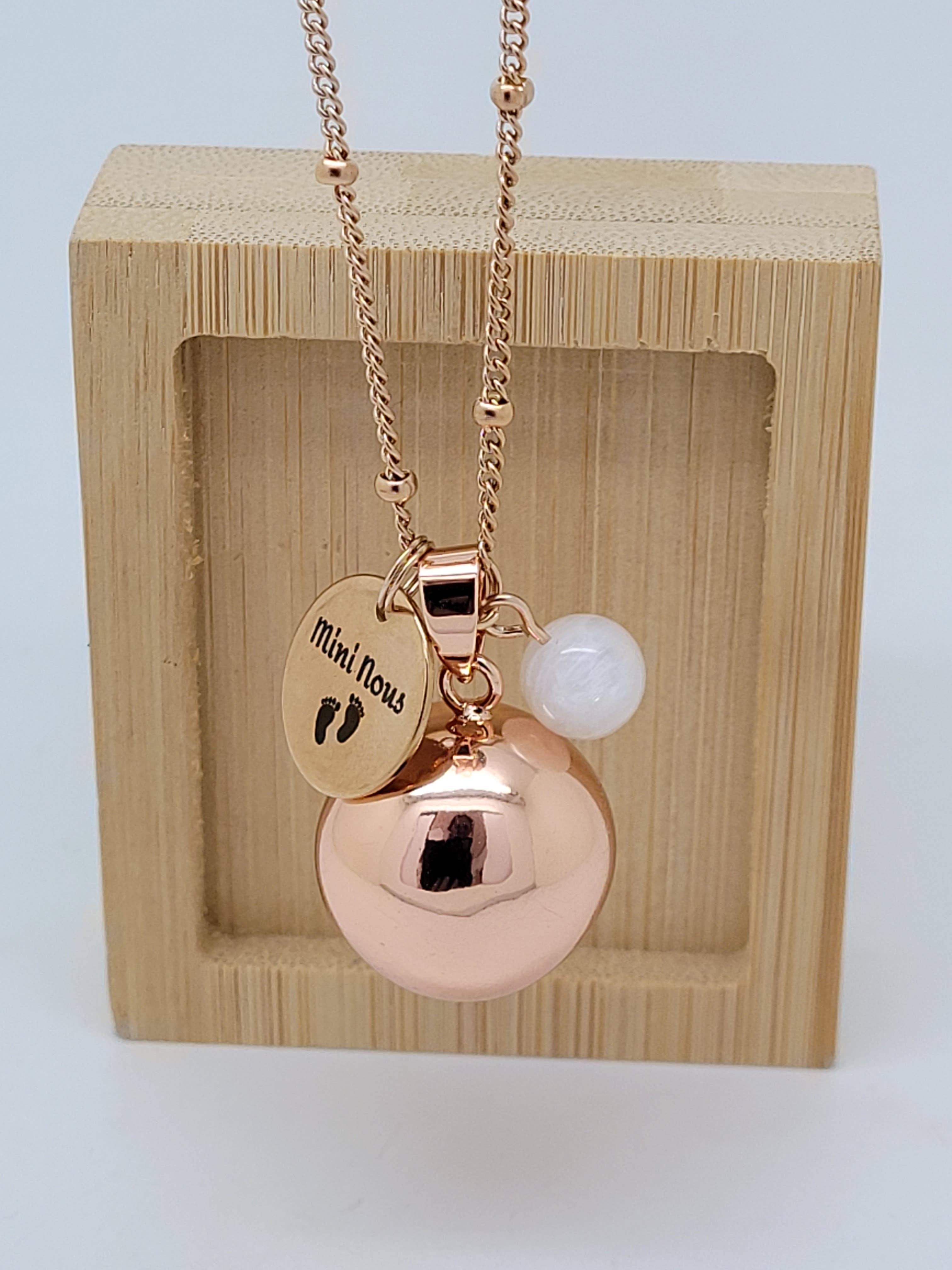 F de Bm créations - Wholesale Pendant/Charm Necklace - Personalized pregnancy ball rose gold tone engraved medal6