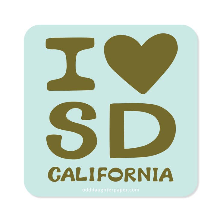 I heart SD California - San Diego Vinyl Sticker for wholesale by Odd Daughter Paper Co.