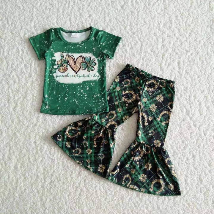 Peace love St. Patrick's Day Oufit for wholesale by Yawoo Garments