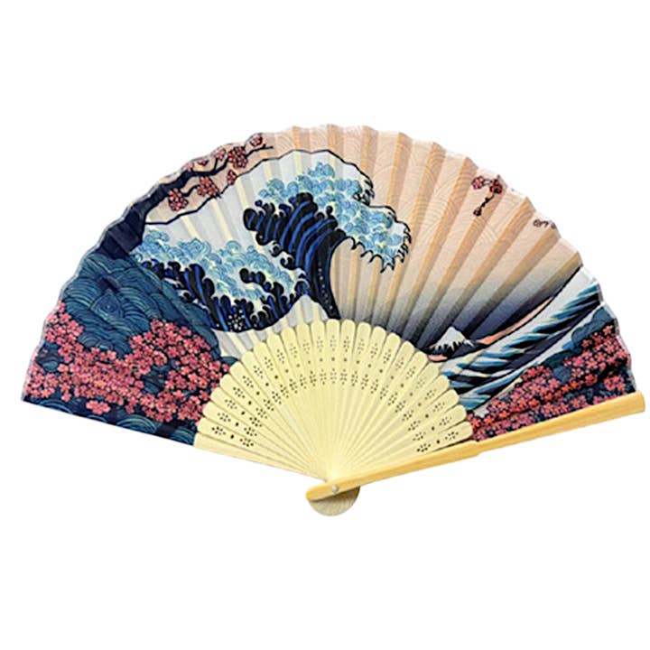 Urban Tokyo - Wholesale Handheld Folding Fan - Great Wave Spring Season Paper Folding Fan (50/300)