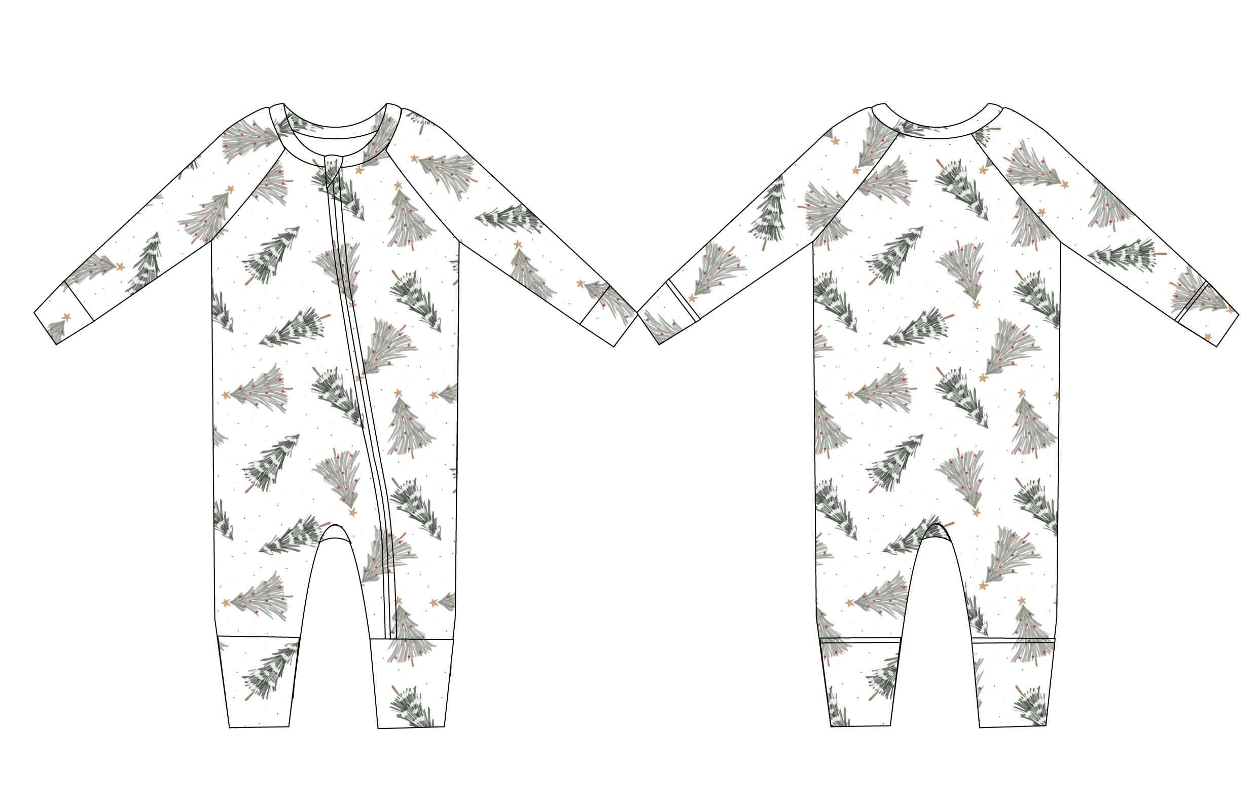 Jensens Jammies - Wholesale Jumpsuit - Baby - Winter Trees Bamboo Zippy Romper1