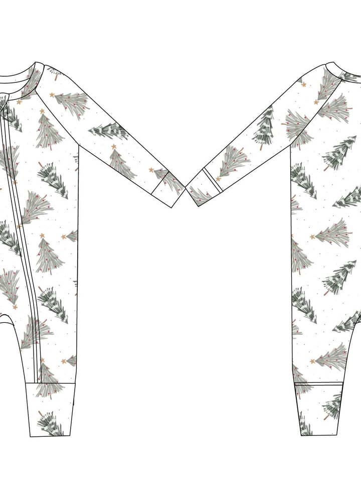 Jensens Jammies - Wholesale Jumpsuit - Baby - Winter Trees Bamboo Zippy Romper1