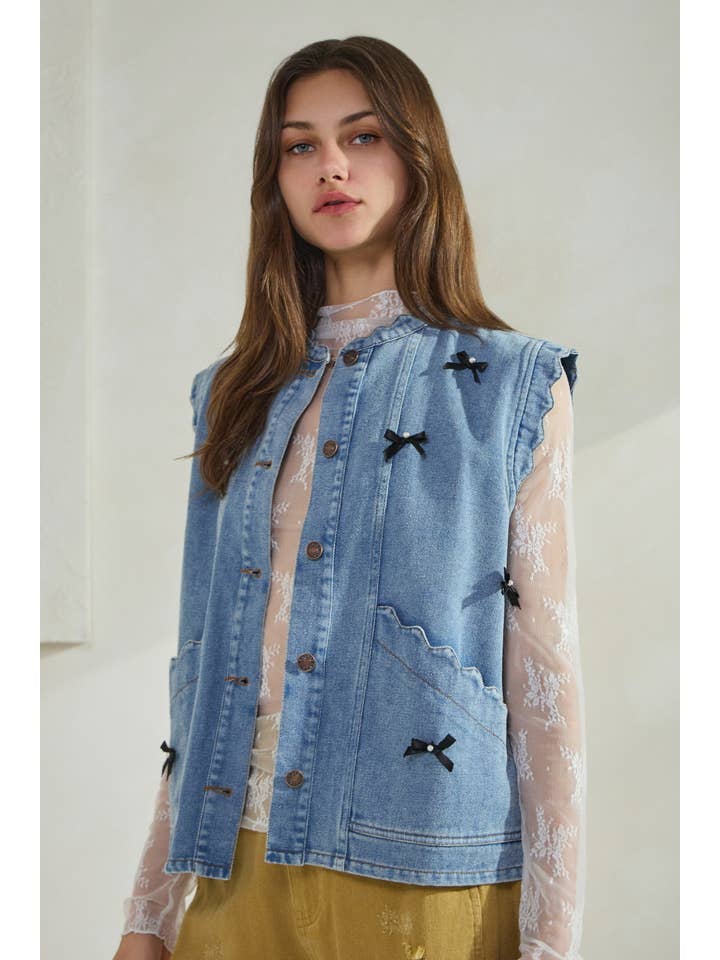 Plus Acid Washed Denim Vest for wholesale on Faire1