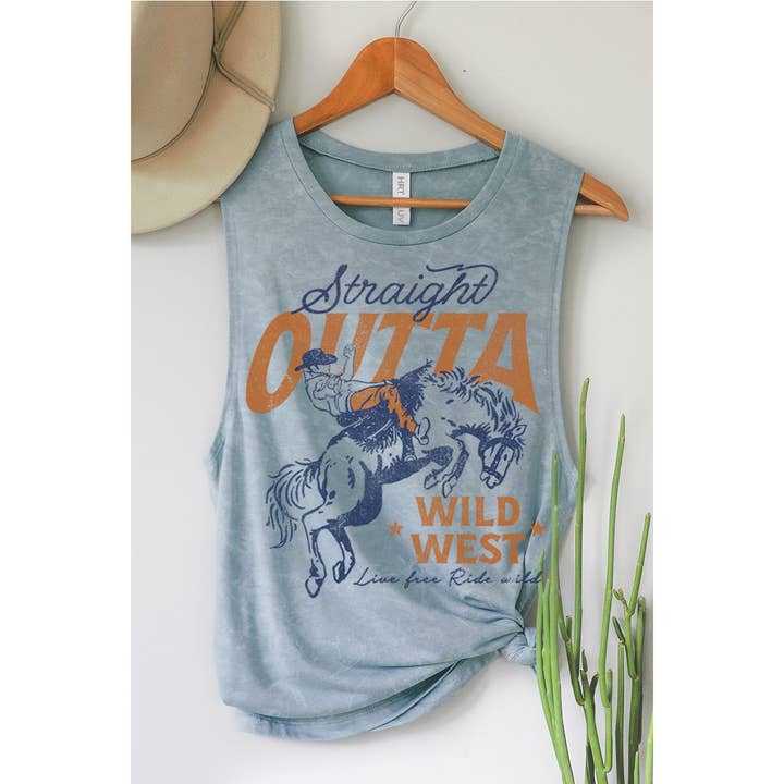 HRTandLUV - Wholesale Tank Top - Women's - STRAIGHT OUTTA WILD WEST GRAPHIC TANK TOP